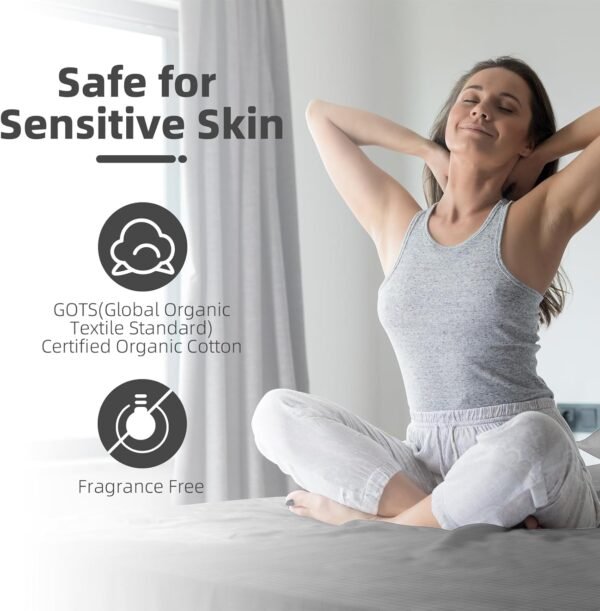 71Of4NycGRL._AC_SL1500_.jpg Grounding Bedding Sheet Set, Bed Sheets and Pillowcase Set, 90% Organic Cotton+10% Pure Silver Organic Fitted Grounded Sheet for Improved Sleep, Pain Relief (Gray, King XL(78.4 * 80 * 15inch))