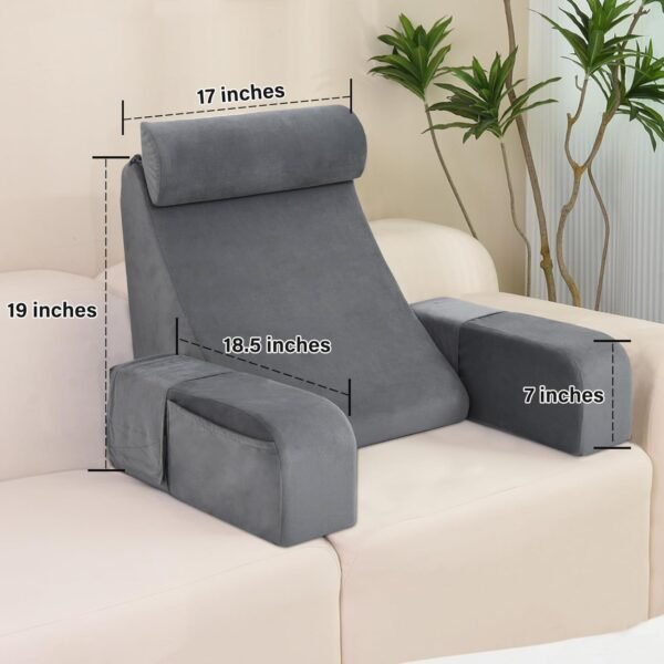 71OtdQCS3ZL._AC_SL1500_.jpg ENITYA Reading Pillow for Sitting in Bed Adult, Back Pillow for Bed Sitting up, Reading & Bed Rest Pillows for Watching TV/Reading/Gaming/Resting in Bed, Couch or Floor, Medium 19"(Grey)