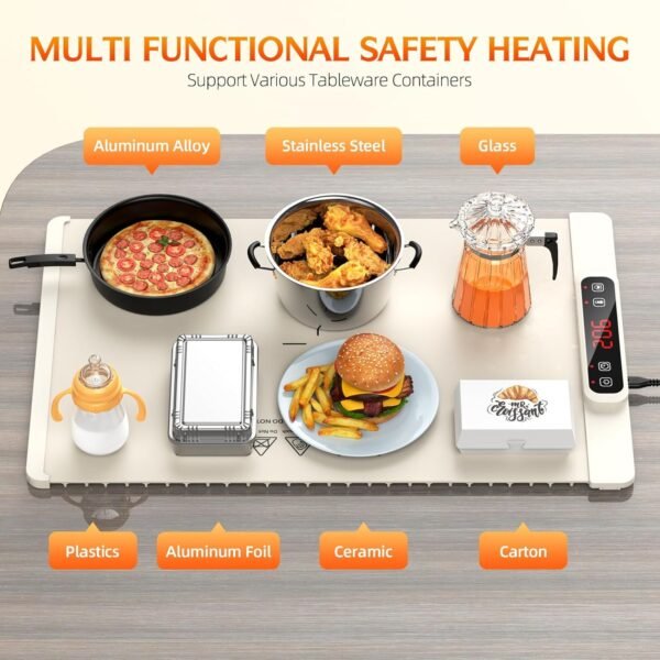 71PMviFTXL._AC_SL1500_.jpg Warming Mat for Food, 5-Temp Electric Tray with Child Lock & Auto Shut-Off, Foldable Silicone Warmer for Baby Bottles, Baking, Travel, Buffets (15.7x23.6 Inch)