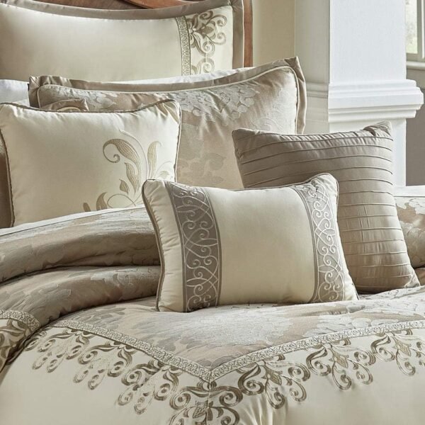 71PZWeFs3jL._AC_SL1000_.jpg Riverbrook Home 100% Polyester Comforter Set, Queen, Hillcrest - Ivory/Gold, 9 Piece Set