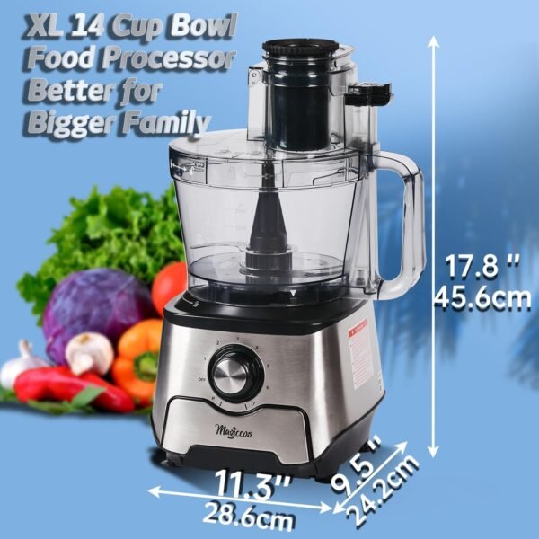 14-Cup Food Processor with French Fry Cutter & Storage Drawer – XL Bowl, Large Chute, Slicing, Shredding, Chopping & Mixing