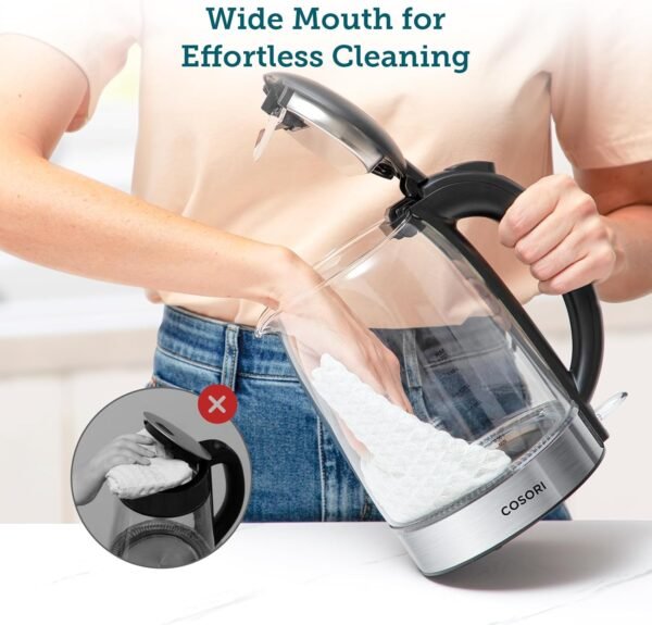 71QzDz4VWYL._AC_SL1500_.jpg Cosori Electric Kettle, No Plastic Filter & Spout, Stainless Steel Inner Lid, Tea Kettle & Hot Water Boiler For Coffee & Tea, Water Heater & Teapot, Automatic Shut Off, Black, 1.7L/1500W