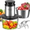71TWA35FFML._AC_SL1500_.jpg KingAcc Food Processor - 500W Powerful Motor Electric Meat Grinder, 2 Stainless Steel Bowls (8 Cup Each) & 2 Blades - Multi-Function Chopper for Meat, Vegetables, Baby Food, Home Kitchen Use