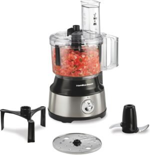 71UDoGX9EDL._AC_SL1500_.jpg Hamilton Beach Food Processor & Vegetable Chopper for Slicing, Shredding, Mincing, and Puree, 10 Cups + Easy Clean Bowl Scraper, Black and Stainless Steel (70730)