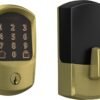 Schlage Encode Smart WiFi Deadbolt Lock for Front Door - Keyless Entry with App or Touchscreen - Works with Alexa, Apple HomeKit, Hey Google, & Airbnb - Create Codes for Guests - Satin Brass Gold