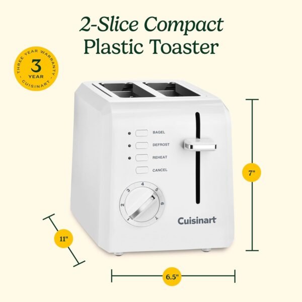 Cuisinart 2-Slice Toaster, Compact, White, CPT-122