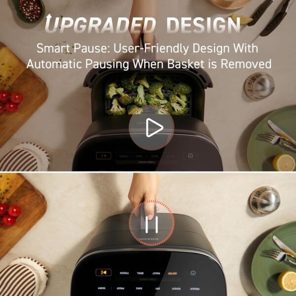 71VjUtMq2dL._AC_SL1500_.jpg COSORI Air Fryer 9-in-1, Compact & Large 6-Qt, Fast Turbo Modes, 90°–450°F Even Results With Precise Temperature Control, Up to 95% Less Oil*, Roast, Bake, Dry, Reheat, Frozen, Broil, Proof, Grey