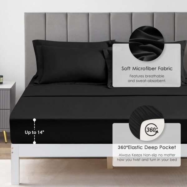 71Y-Phm9u3L._AC_SL1500_.jpg Love's cabin Twin Comforter Set Black, 5 Pieces Twin Bed in a Bag, All Season Twin Bedding Sets with 1 Comforter, 1 Flat Sheet, 1 Fitted Sheet, 1 Pillowcase and 1 Pillow Sham