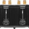 Proctor Silex 4 Slice Toaster with Extra Wide Slots for Bagels, Cool-Touch Walls, Shade Selector, Toast Boost, Auto Shut-off and Cancel Button, Black (24215PS)