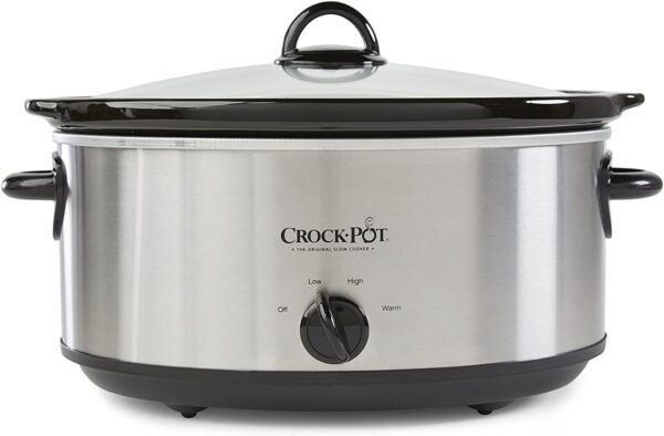 71ZmDBXXL._AC_SL1500_.jpg Crock-Pot 7 Quart Oval Manual Slow Cooker, Stainless Steel (SCV700-S-BR), Versatile Cookware for Large Families or Entertaining