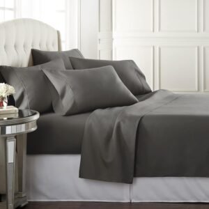 71Zt6EVKrfL._AC_SL1500_.jpg Danjor Linens Queen Size Bed Sheet Set, 6-Piece Hotel-Quality with 4 Pillowcases, Microfiber, Deep Pockets, Breathable, Cooling, Wrinkle-Free, Machine Washable, Gray