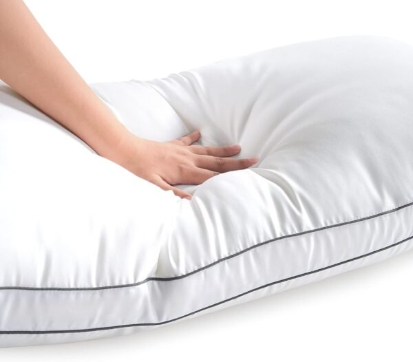 71ijt5Upt-L._AC_SL1500_.jpg LANE LINEN Pillows Standard Size Set of 4 (20"x26") - Soft Gusseted Bed Pillow for Back, Stomach or Side Sleepers - Hotel Quality Down Alternative Standard Pillows Pack of 4 - White
