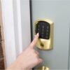 Schlage Encode Smart WiFi Deadbolt Lock for Front Door - Keyless Entry with App or Touchscreen - Works with Alexa, Apple HomeKit, Hey Google, & Airbnb - Create Codes for Guests - Satin Brass Gold