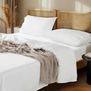 71jh4Hbmf4L._AC_SL1500_.jpg LBRO2M 100% Egyptian Cotton Sheets Set 1000 Thread Count,Queen Size Bed Sheet 4 Piece Sets,Long Staple,16 Inches Deep Pocket,All Season,Bedding Super Soft Breathable,Sateen Weave(White)