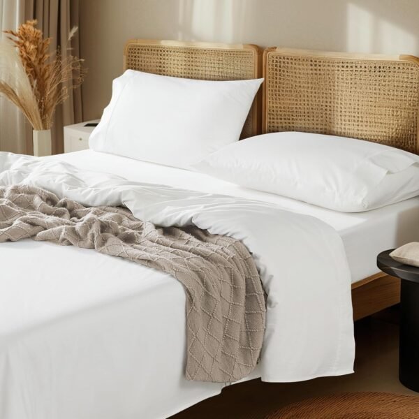 71jh4Hbmf4L._AC_SL1500_.jpg LBRO2M 100% Egyptian Cotton Sheets Set 1000 Thread Count,Queen Size Bed Sheet 4 Piece Sets,Long Staple,16 Inches Deep Pocket,All Season,Bedding Super Soft Breathable,Sateen Weave(White)