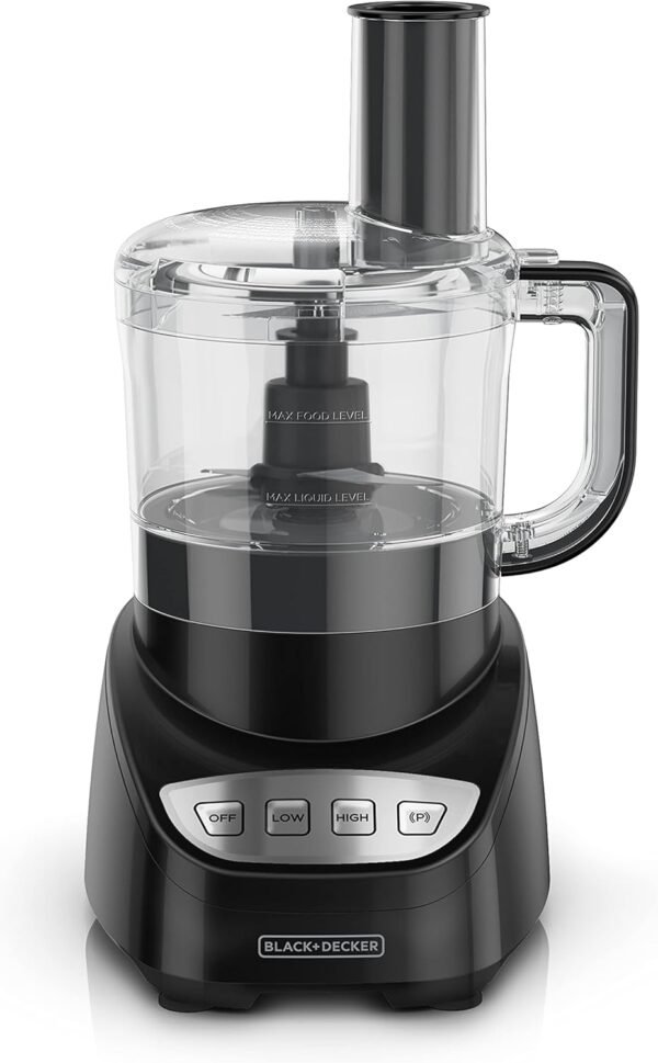 71kqtiJv4ES._AC_SL1500_.jpg BLACK+DECKER Food Processor and Vegetable Chopper, Stainless Steel Blade, 8-Cup Capacity, 450W Power with Attachments to Grate, Shred, Slice, Mince, Grind, and Puree