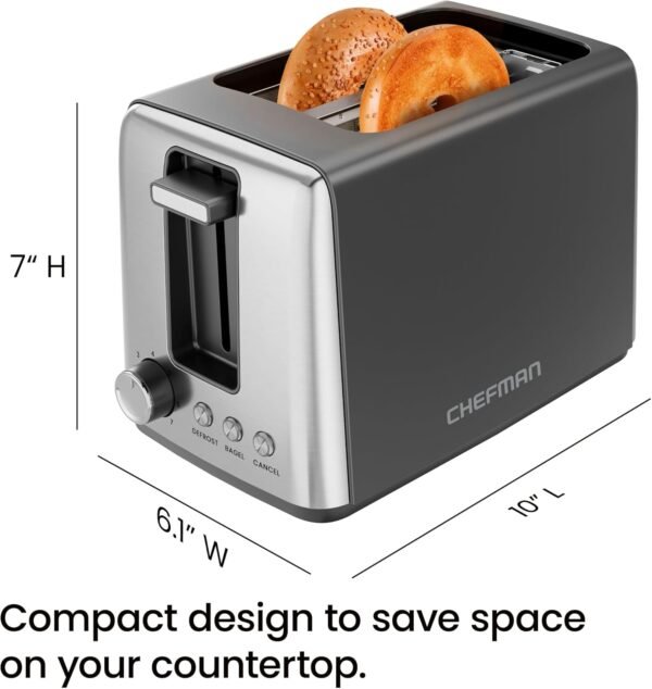 71lenMu3P6L._AC_SL1500_.jpg Chefman 2 Slice Toaster, 7 Shade Settings, Removable Crumb Tray, Thick Bread and Bagel Toaster with Defrost and Cancel Buttons – Black