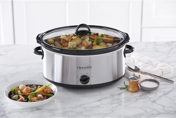 71nNmjgmS1L._AC_SL1500_.jpg Crock-Pot 7 Quart Oval Manual Slow Cooker, Stainless Steel (SCV700-S-BR), Versatile Cookware for Large Families or Entertaining