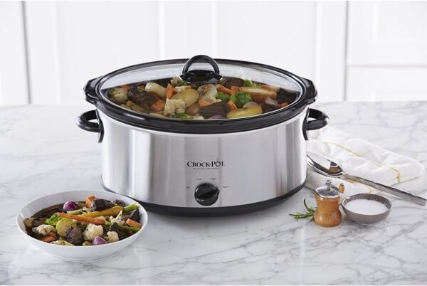 71pH276SB5L._AC_SL1500_.jpg Crock-Pot 7 Quart Oval Manual Slow Cooker, Stainless Steel (SCV700-S-BR), Versatile Cookware for Large Families or Entertaining