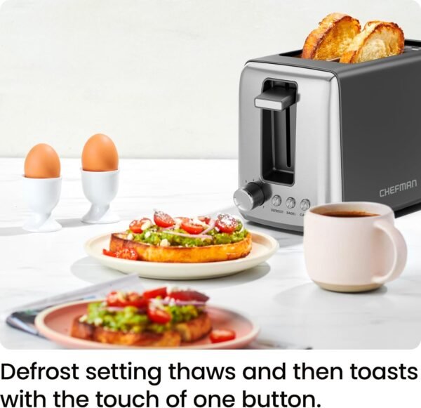 71pKGYXwV1L._AC_SL1500_.jpg Chefman 2 Slice Toaster, 7 Shade Settings, Removable Crumb Tray, Thick Bread and Bagel Toaster with Defrost and Cancel Buttons – Black