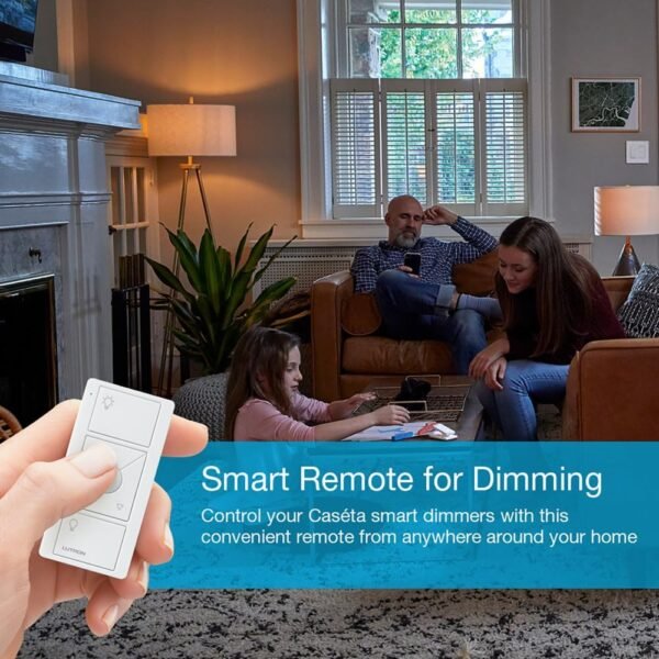 71qiGY11pHL._AC_SL1000_.jpg Lutron Pico Remote for Caseta Smart Dimmer Switch, 3-Button Control with Raise/Lower and Preset Lighting Level, For Table Top or Wallmount Use, PJ2-3BRL-WH-L01R, White