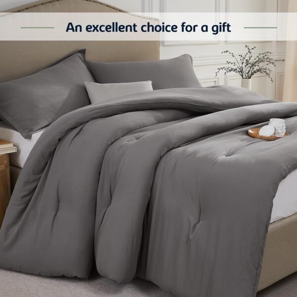 71yEKr8zu-L._AC_SL1500_.jpg Queen Comforter Sets Grey,3PCS Soft Lightweight Breathable Bedding Comforter Sets for All Season, Queen Size(90''×90'' Comforter & 2 Pillowcases)