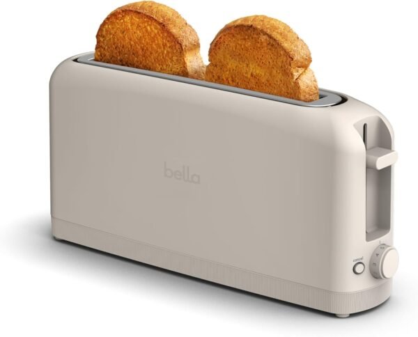 71zZ0tSkfHL._AC_SL1500_.jpg bella 2 Slice Slim Toaster, Fits-anywhere™ Kitchenware, 6 Setting Shade Control with Reheat & Cancel Buttons, Removable Crumb Tray, 10” Long Slot, Anti Jam & Auto Shutoff, 900 Watt, Oatmilk