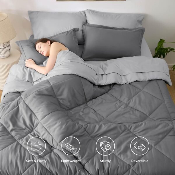 81-1mrw35FL._AC_SL1500_.jpg Bedsure California King Comforter Set - 7 Pieces Reversible Grey Bedding, California King Size Bed Set for All Seasons, Bed in a Bag with Down Alternative Comforter, Sheets, Pillowcases & Shams