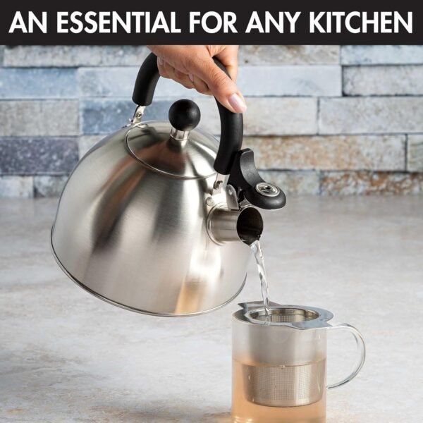 81-Mp0JJ27L._AC_SL1500_.jpg Primula Stewart Whistling Stovetop Tea Kettle Food Grade Stainless Steel, Hot Water Fast to Boil, Cool Touch Folding, 1.5-Quart, Brushed with Black Handle