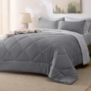 811OOxU4C6L._AC_SL1500_.jpg Bedsure California King Comforter Set - 7 Pieces Reversible Grey Bedding, California King Size Bed Set for All Seasons, Bed in a Bag with Down Alternative Comforter, Sheets, Pillowcases & Shams