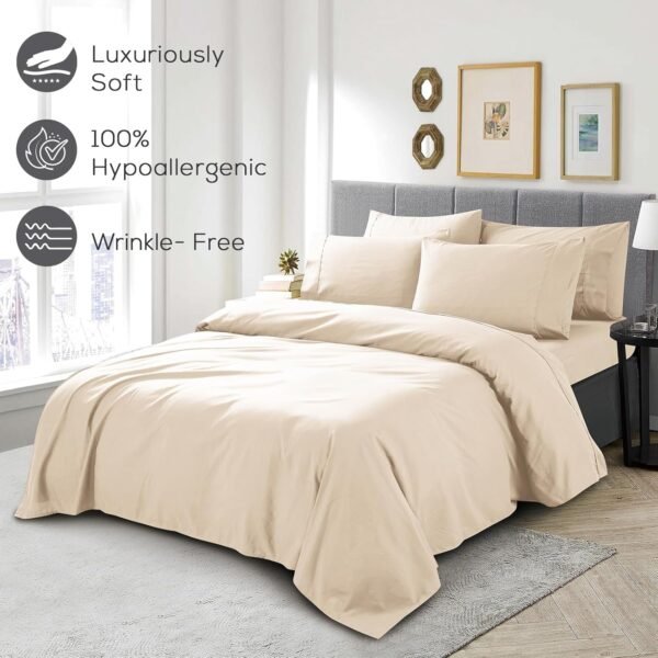 81233dbkRuL._AC_SL1500_.jpg Mueller UltraTemp King Size Cooling Sheet Set – 6-Piece, Super Soft, Deep Pockets (16”), Wrinkle-Resistant, Hypoallergenic – Cream