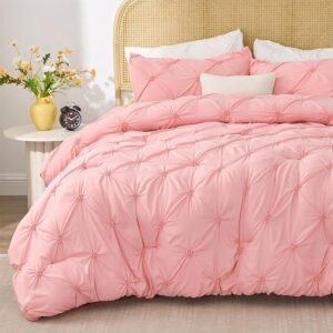 812Eh9JnvHL._AC_SL1500_.jpg BEDELITE Pink Boho Comforter Set Queen – 3-Piece Pintuck Bedding, Lightweight & Warm, Soft All-Season Comforter with 2 Pillowcases