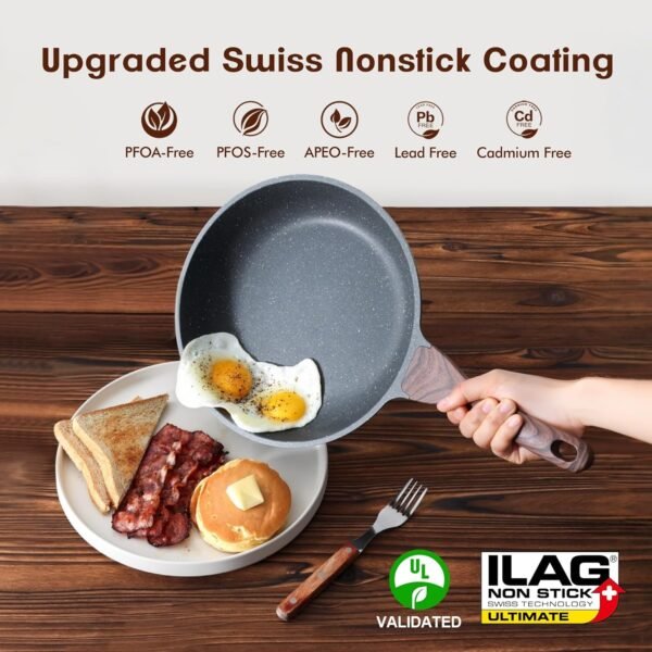 813J4WPy5nL._AC_SL1500_.jpg SENSARTE Nonstick Frying Pan Skillet, Swiss Granite Coating Omelette Pan, Healthy Stone Cookware Chef's Pan, PFOA Free (8/9.5/10/11/12.5 Inch) (9.5 Inch)