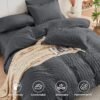 814lyNJ8auL._AC_SL1500_.jpg HYMOKEGE Queen Comforter Set Seersucker 7 Pieces, All Season Luxury Bed in a Bag for Bedroom, Bedding Set with Comforters, Sheets, Pillowcases & Shams, Dark Grey