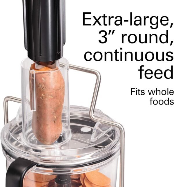 814r553YCFL._AC_SL1500_.jpg Hamilton Beach Professional Stack & Snap Food Processor & Veggie Spiralizer for Slicing, Shredding and Kneading, Extra-Large 3" Feed Chute Fits Whole Vegetables, 12 Cups, Stainless Steel (70815)
