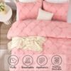 818IM9c8nKL._AC_SL1500_.jpg BEDELITE Pink Boho Comforter Set Queen – 3-Piece Pintuck Bedding, Lightweight & Warm, Soft All-Season Comforter with 2 Pillowcases