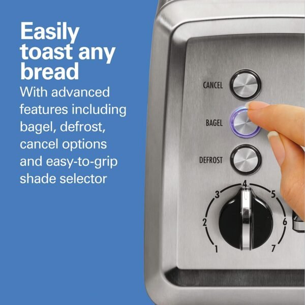 819igvJTNL._AC_SL1500_.jpg Hamilton Beach 2 Slice Toaster with Extra-Wide Slots, Bagel Setting, Toast Boost, Slide-Out Crumb Tray, Auto-Shutoff & Cancel Button, Defrost Function, Stainless Steel (22794)