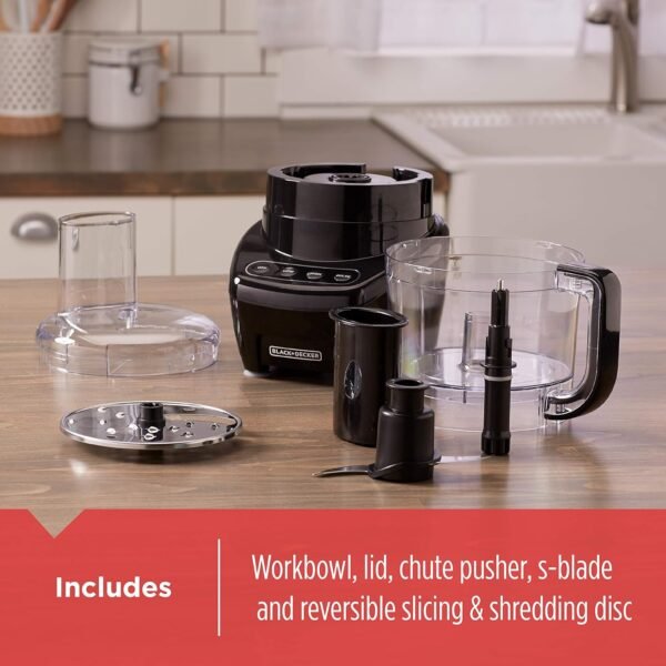 819vVi4ehCL._AC_SL1500_.jpg BLACK+DECKER Food Processor and Vegetable Chopper, Stainless Steel Blade, 8-Cup Capacity, 450W Power with Attachments to Shred, Slice, Mince, Grind, and Puree