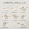 81AmKXATBZL._AC_SL1500_.jpg CAROTE 21Pcs Pots and Pans Set, Nonstick Cookware Sets, White Granite Induction Cookware Non Stick Cooking Set w/Frying Pans & Saucepans(PFOS, PFOA Free)