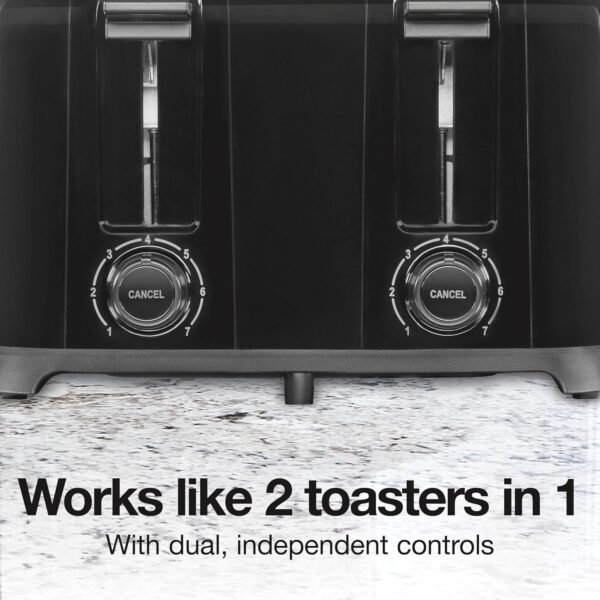 Proctor Silex 4 Slice Toaster with Extra Wide Slots for Bagels, Cool-Touch Walls, Shade Selector, Toast Boost, Auto Shut-off and Cancel Button, Black (24215PS)