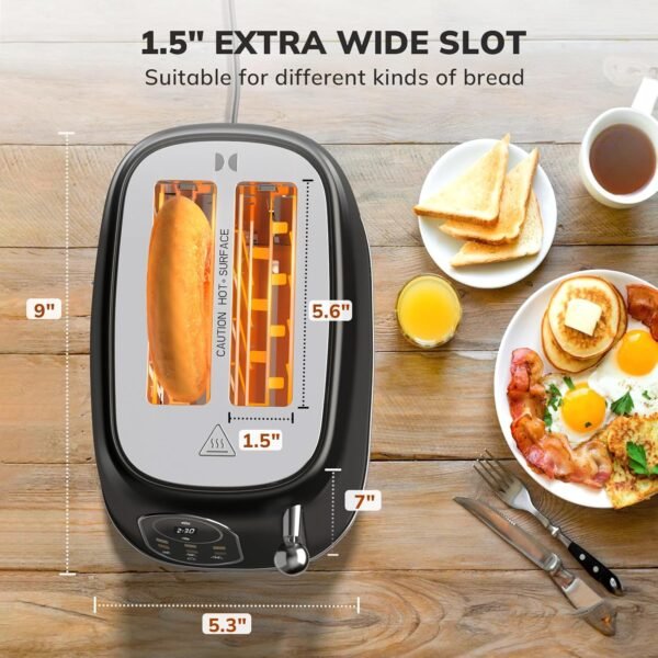 81BOs5SIpYL._AC_SL1500_.jpg Keenstone Smart Touch Screen Toaster 2 Slice, Retro Wide Slot Stainless Steel Toaster with 6 Browning Levels, Reheat & Defrost, for Bagel, Toast, Bread, Removable Crumb Tray, Black