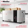 81BgcmVxT4L._AC_SL1500_.jpg Mueller UltraToast Full Stainless Steel Toaster 4 Slice, Long Extra-Wide Slots for Bagels and Waffles, 6 Browning Levels, LED Display, Cancel/Defrost/Reheat Functions & Removable Tray, Kitchen Gadgets