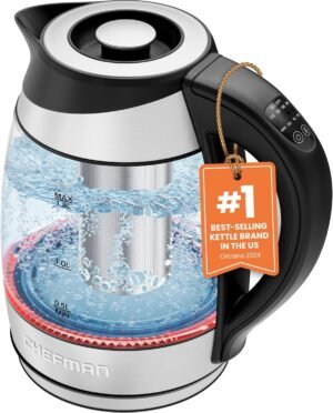 81G7yAgTf0L._AC_SL1500_.jpg Chefman Electric Kettle, 1.8L, Glass, Temp Control, LED, Infuser, BPA-Free.
