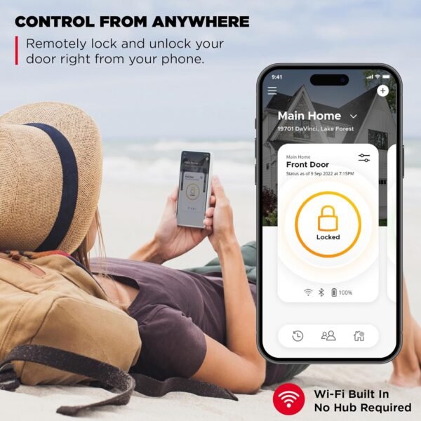 81HW1xwizAL._AC_SL1500_.jpg Kwikset Halo Wi-Fi Smart Lock, Keyless Entry Front Door Touchscreen Deadbolt, Matte Black Finish, Grade AAA Certified, UL Listed, Easy Install No Hub, App Control, Digital Remote Lock