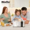 81JjPalMdeL._AC_SL1500_.jpg Mueller UltraToast Full Stainless Steel Toaster 4 Slice, Long Extra-Wide Slots for Bagels and Waffles, 6 Browning Levels, LED Display, Cancel/Defrost/Reheat Functions & Removable Tray, Kitchen Gadgets