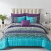 81O-P-7NGL._AC_SL1500_.jpg Boho Comforter Set Queen Size 8 Piece Bed in a Bag Bohemian Striped Bedding Quilt Set Aqua Paisley Floral Comforter and Sheet Set,Soft Microfiber Complete Bedding Sets for All Season