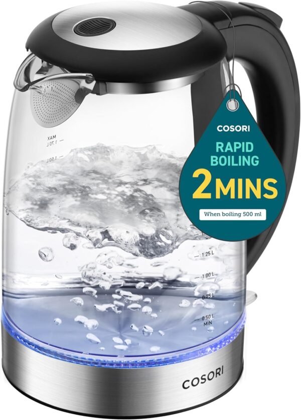 81O-rWbThKL._AC_SL1500_.jpg Cosori Electric Kettle, No Plastic Filter & Spout, Stainless Steel Inner Lid, Tea Kettle & Hot Water Boiler For Coffee & Tea, Water Heater & Teapot, Automatic Shut Off, Black, 1.7L/1500W