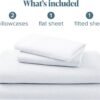 Bare Home Flannel Sheet Set 100% Cotton, Velvety Soft Heavyweight - Double Brushed Flannel - Deep Pocket (Queen, White)