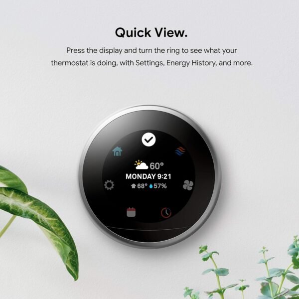 81TZzTebQBL._AC_SL1500_.jpg Google Nest Learning Thermostat - 3rd Gen (2015) - Programmable Smart Thermostat for Home - Works with Alexa - Polished Steel