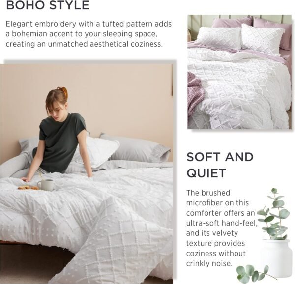 81WsTt9OR1L._AC_SL1500_.jpg Bedsure Queen Comforter Set - White Comforter, Boho Tufted Shabby Chic Bedding Comforter Set, 3 Pieces Vintage Farmhouse Bed Set for All Seasons, Fluffy Soft Bedding Set with 2 Pillow Shams